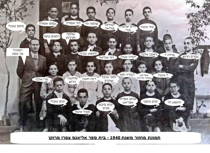 תמונת מחזור מפורטת משנת 1940 צפרו מרוקו בית ספר אליאנס 